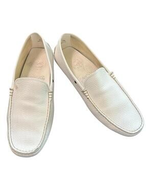 Tod’s White Pebbled Leather Gommino Driving Loafers Slip On Men’s 8.5 Italy